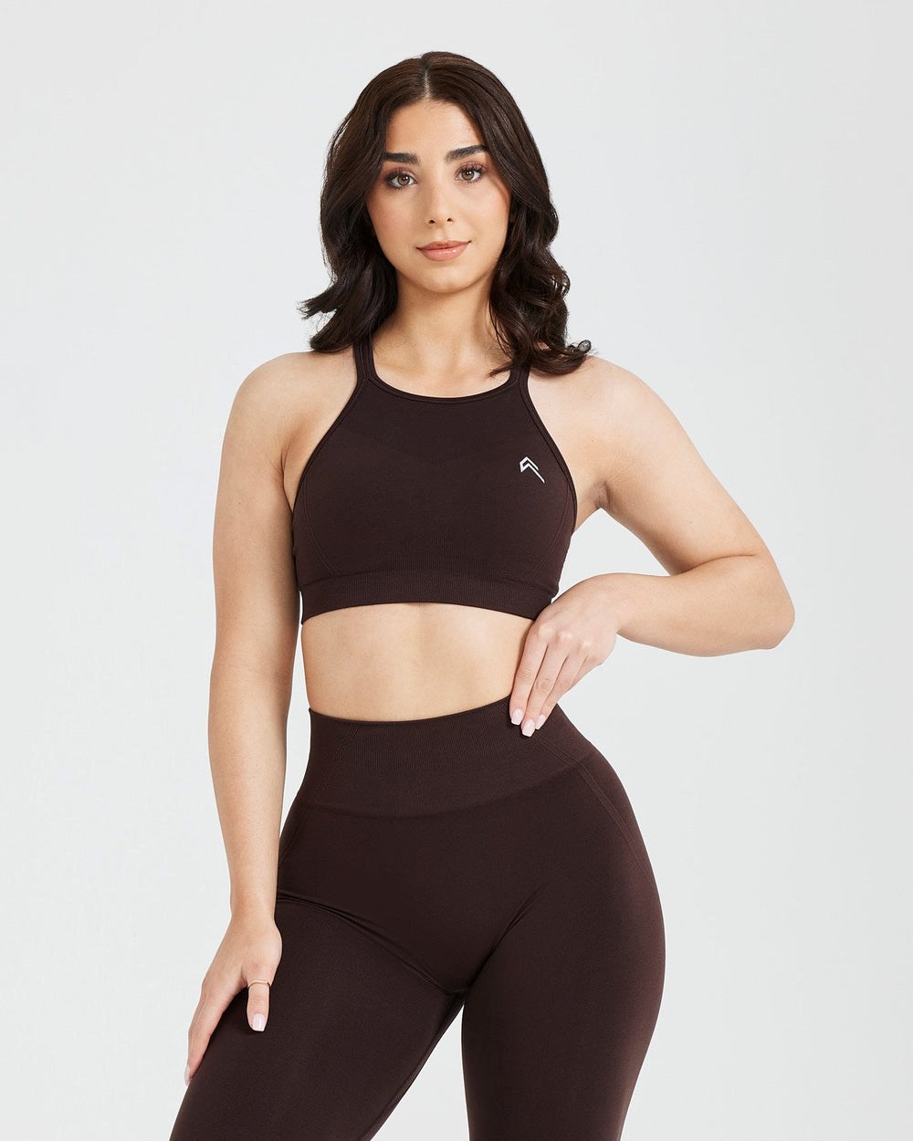 Oner Active Effortless Seamless High Neck Bralette 70% Cocoa | 02ECHNKXM