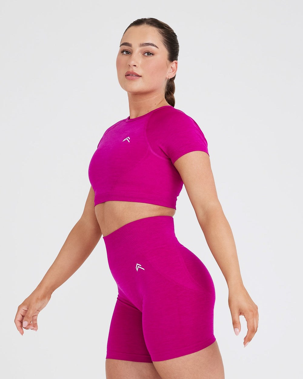 Oner Active Effortless Seamless Kurzes Sleeve Crop Top Fuchsie | 02KTPAFNL