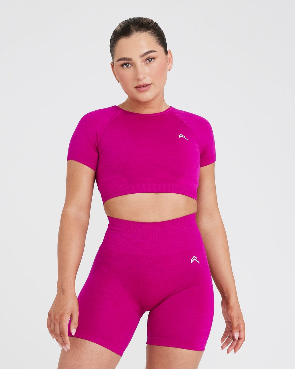 Oner Active Effortless Seamless Kurzes Sleeve Crop Top Fuchsie | 02KTPAFNL