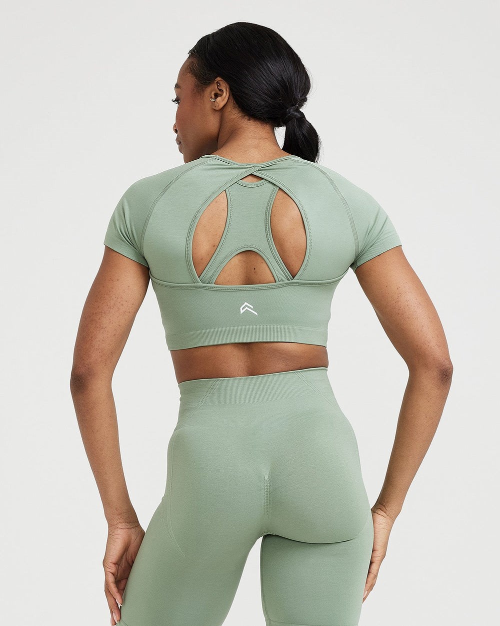 Oner Active Effortless Seamless Kurzes Sleeve Crop Top Sage | 15ZCDXPRN