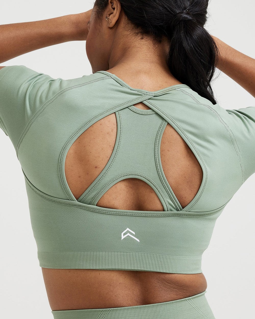 Oner Active Effortless Seamless Kurzes Sleeve Crop Top Sage | 15ZCDXPRN