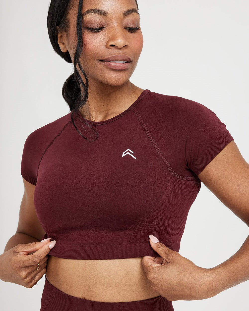 Oner Active Effortless Seamless Kurzes Sleeve Crop Top Rosewood | 17TOCZSKF