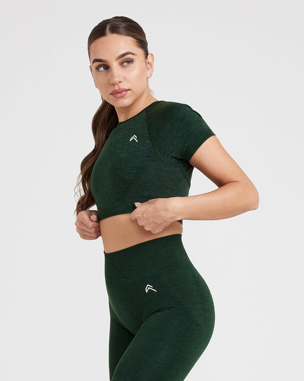 Oner Active Effortless Seamless Kurzes Sleeve Crop Top Evergreen | 32FRBGOIA