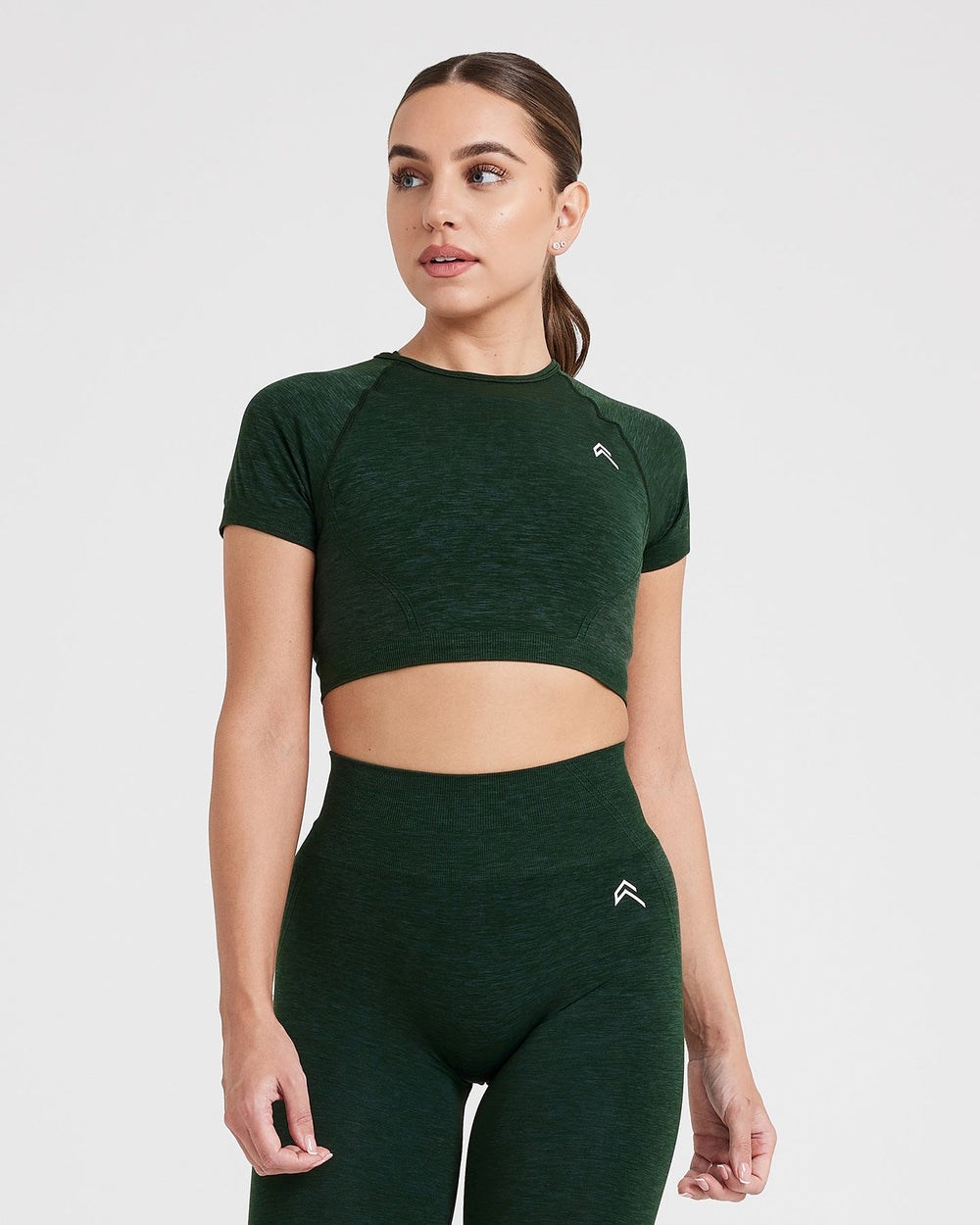 Oner Active Effortless Seamless Kurzes Sleeve Crop Top Evergreen | 32FRBGOIA