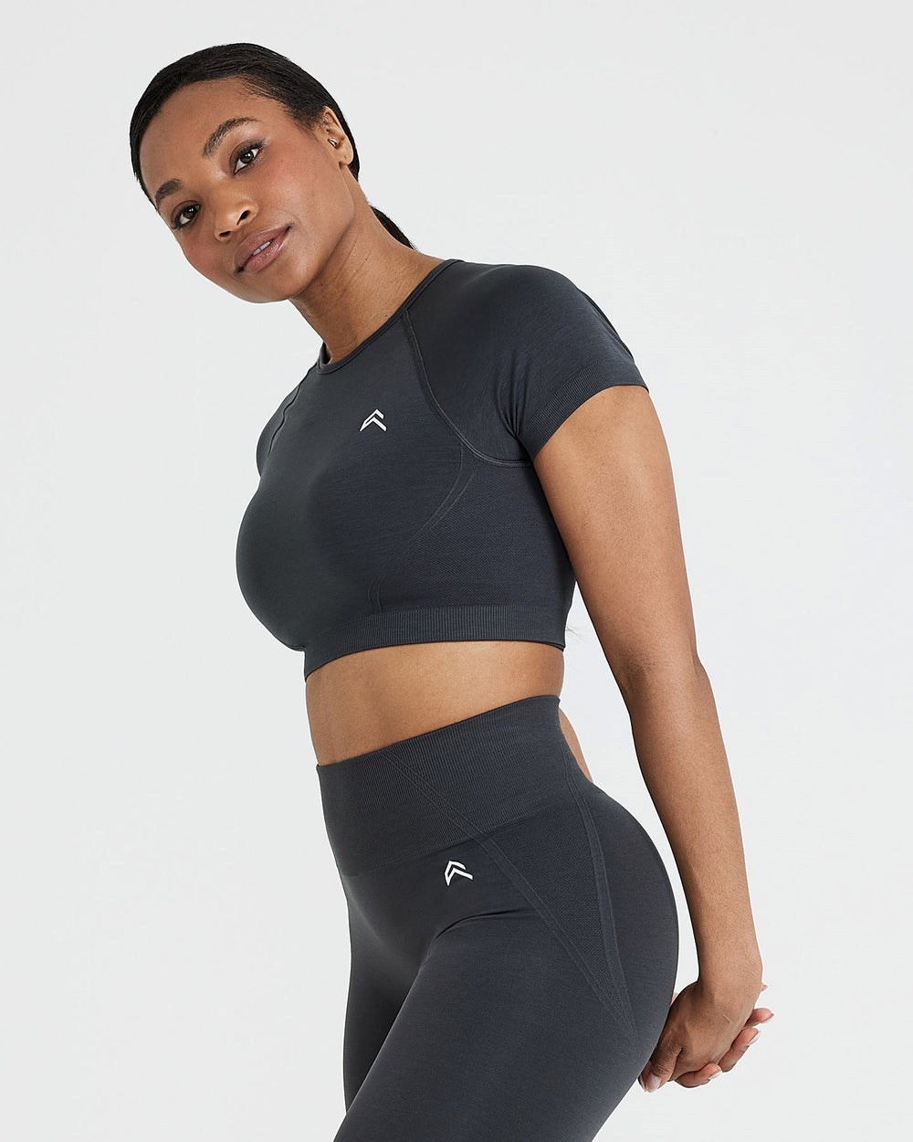 Oner Active Effortless Seamless Kurzes Sleeve Crop Top Coal | 41VTQSGYZ