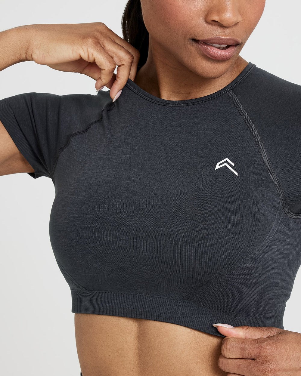 Oner Active Effortless Seamless Kurzes Sleeve Crop Top Coal | 41VTQSGYZ