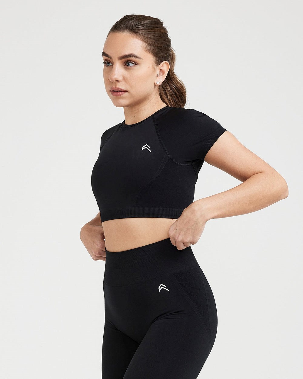 Oner Active Effortless Seamless Kurzes Sleeve Crop Top Schwarz | 47PKLNUYD