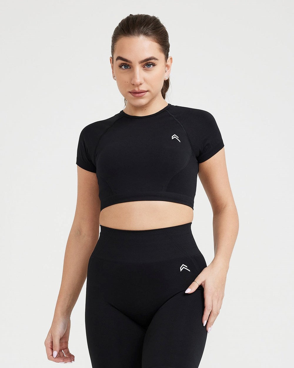 Oner Active Effortless Seamless Kurzes Sleeve Crop Top Schwarz | 47PKLNUYD