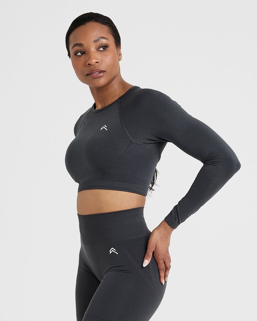 Oner Active Effortless Seamless Long Sleeve Crop Top Coal | 12ILMAWQF