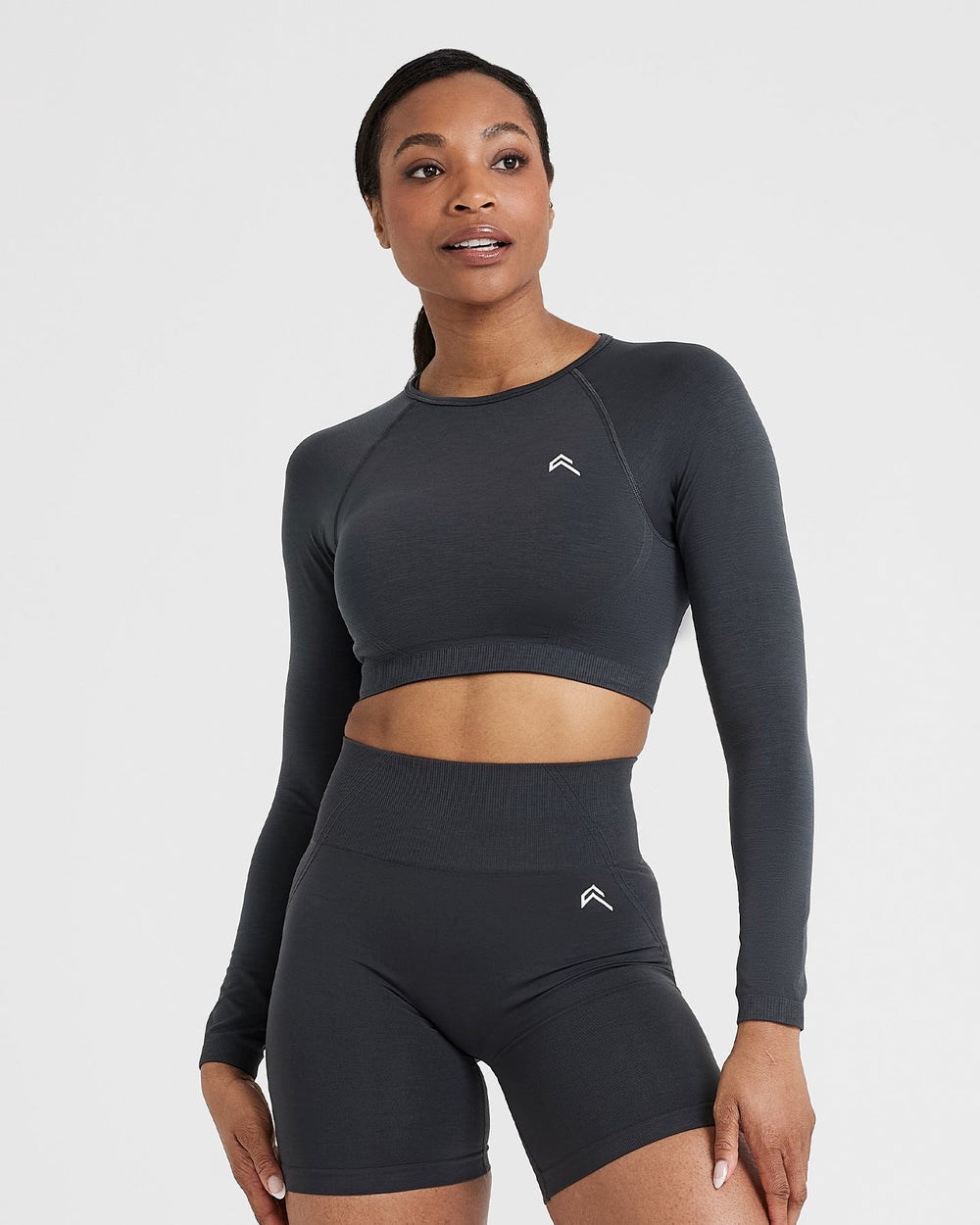 Oner Active Effortless Seamless Long Sleeve Crop Top Coal | 12ILMAWQF