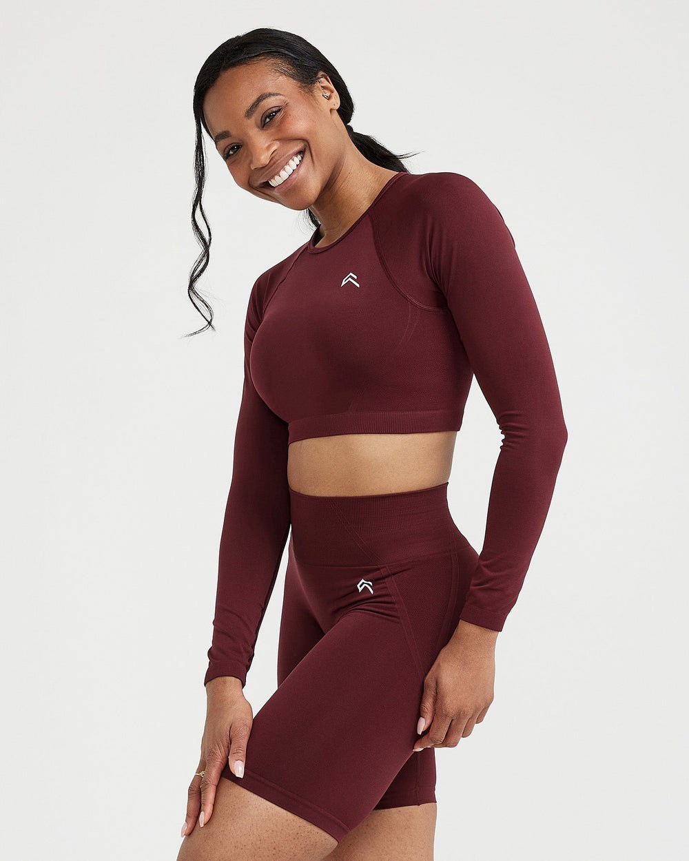 Oner Active Effortless Seamless Long Sleeve Crop Top Rosewood | 36MHNZSJE