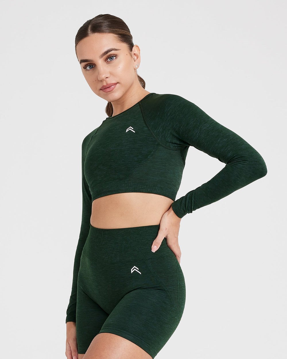 Oner Active Effortless Seamless Long Sleeve Crop Top Evergreen | 40UWQSTPI