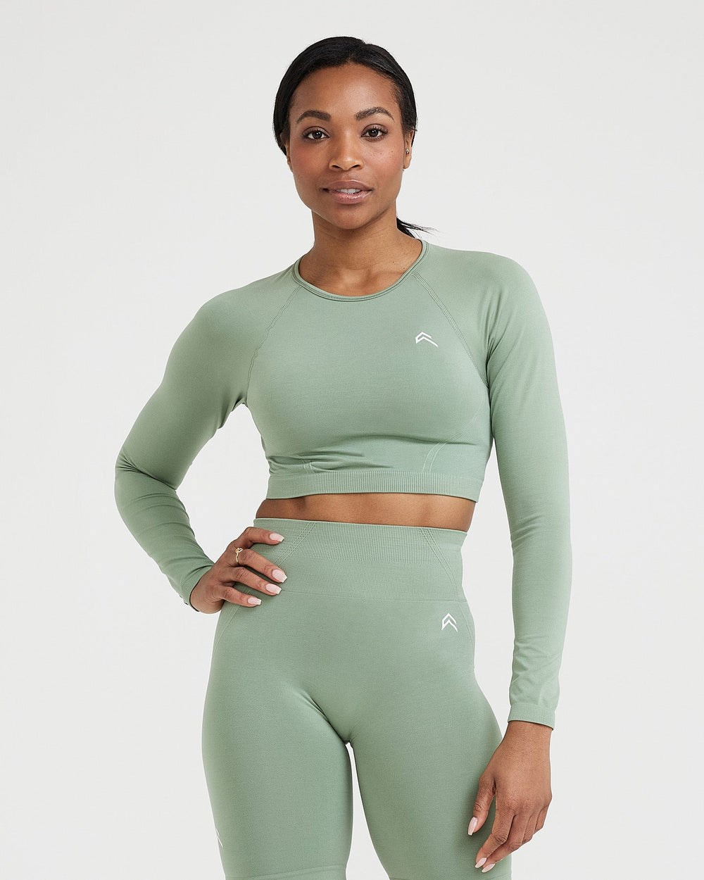 Oner Active Effortless Seamless Long Sleeve Crop Top Sage | 76BAOZUFP