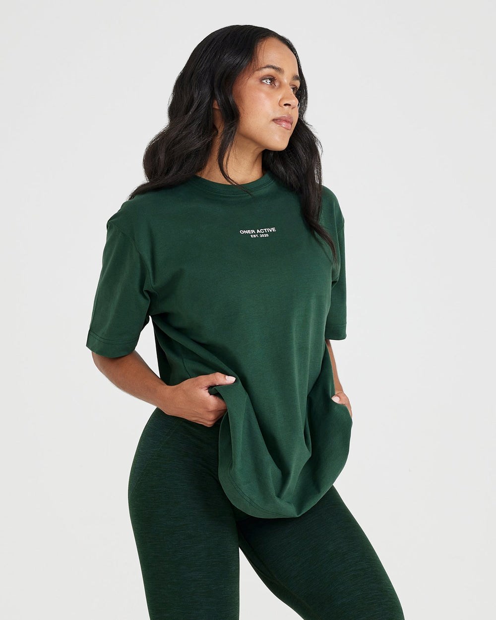 Oner Active Graphic Oversized Kurzes Sleeve Tee Evergreen | 07CRNMAKD