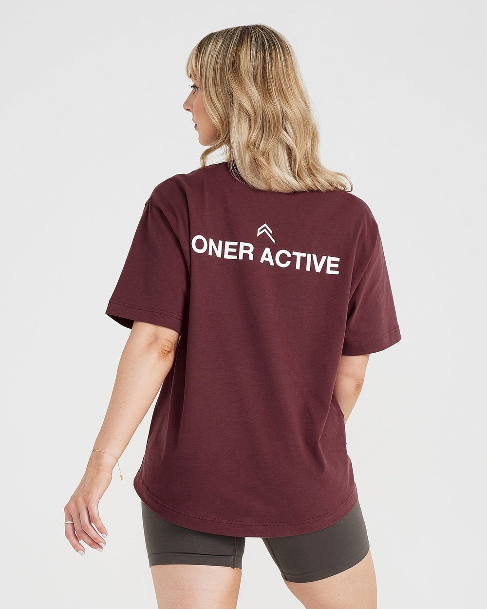 Oner Active Graphic Oversized Kurzes Sleeve Tee Washed Rosewood | 92RUWCBHS