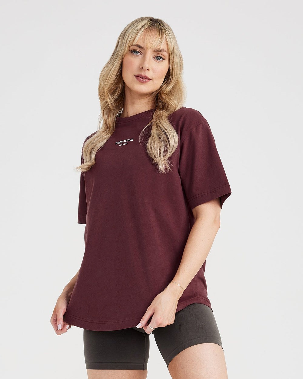 Oner Active Graphic Oversized Kurzes Sleeve Tee Washed Rosewood | 92RUWCBHS