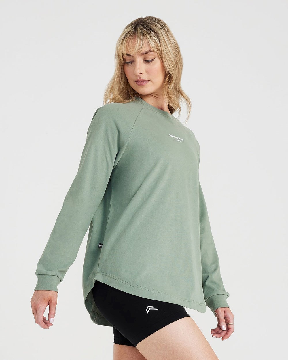 Oner Active Graphic Oversized Long Sleeve Tee Washed Sage | 19OQUMJYX