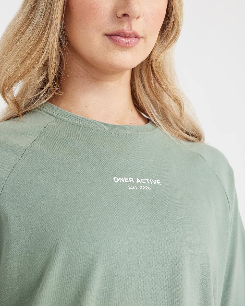 Oner Active Graphic Oversized Long Sleeve Tee Washed Sage | 19OQUMJYX