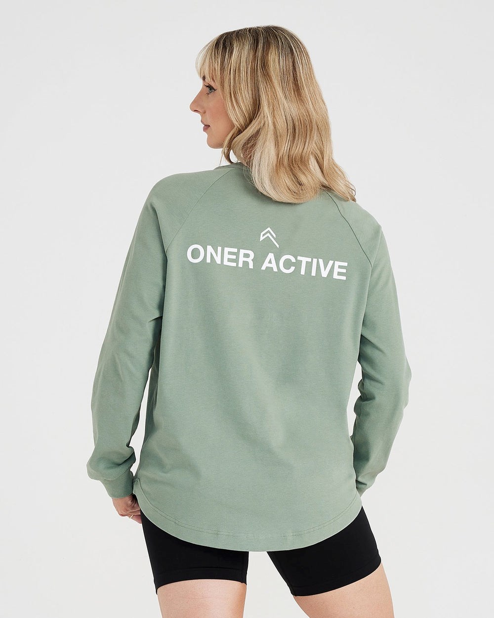 Oner Active Graphic Oversized Long Sleeve Tee Washed Sage | 19OQUMJYX