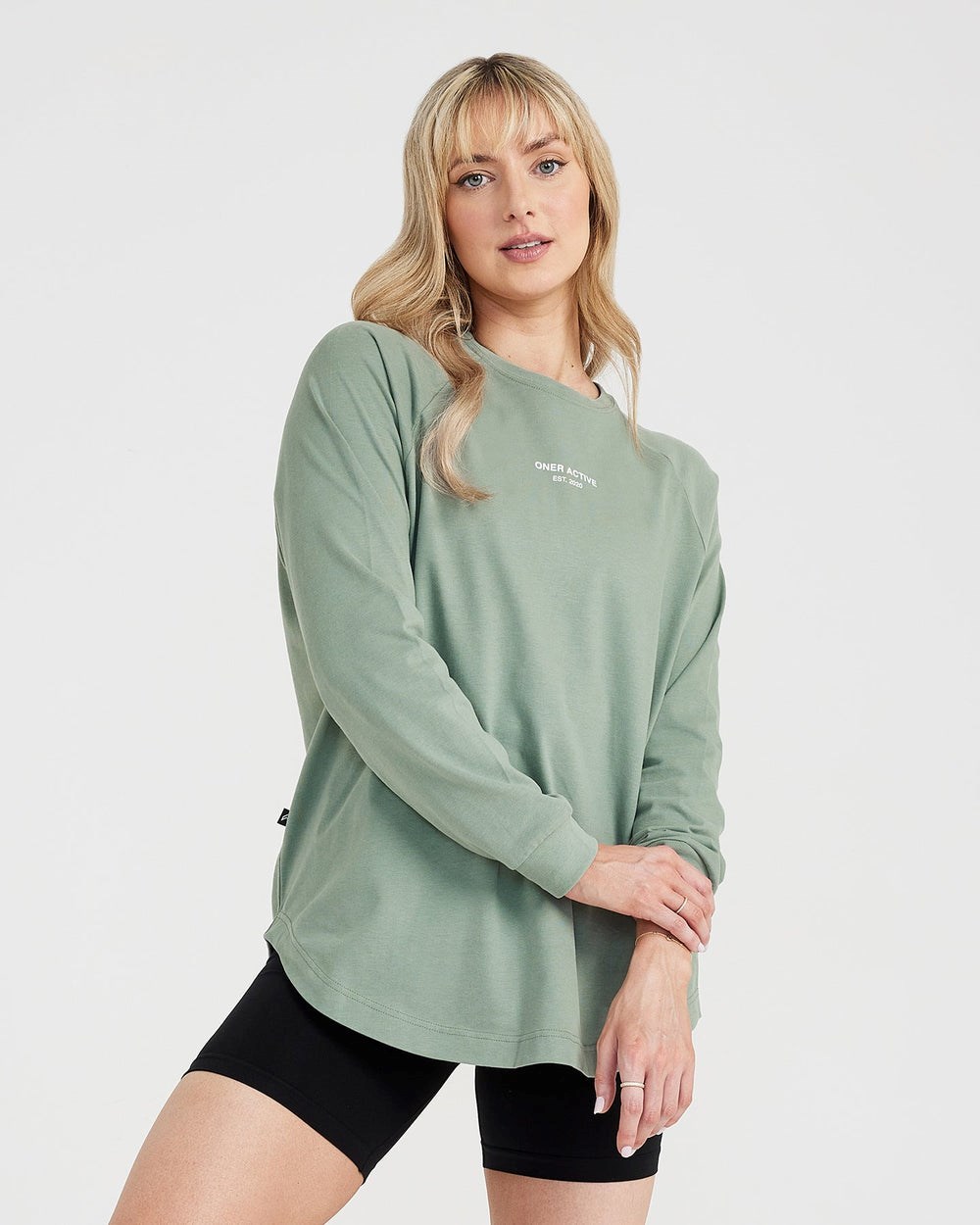 Oner Active Graphic Oversized Long Sleeve Tee Washed Sage | 19OQUMJYX