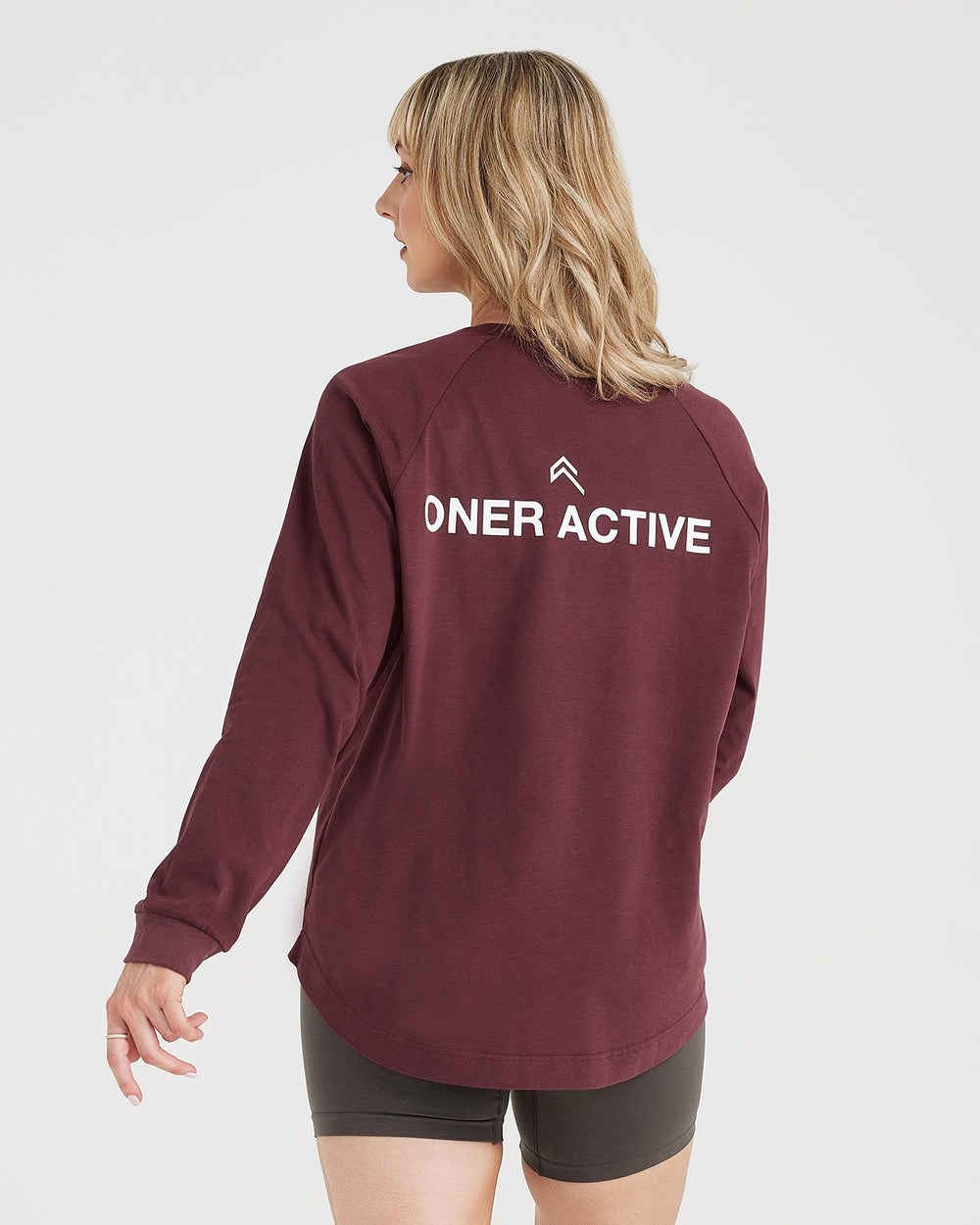 Oner Active Graphic Oversized Long Sleeve Tee Washed Rosewood | 46HRXLVEN