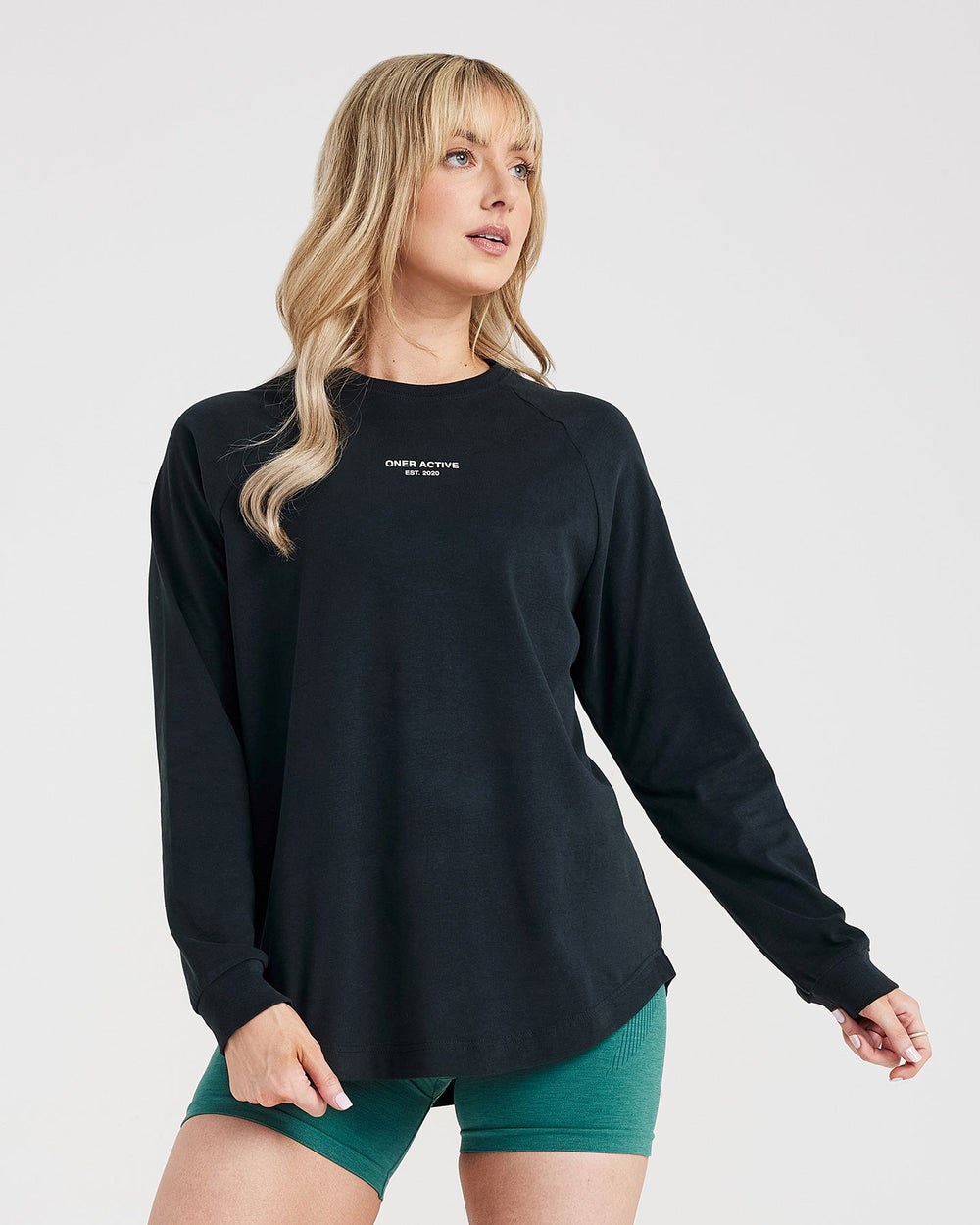 Oner Active Graphic Oversized Long Sleeve Tee Schwarz | 52ZTVJGEY