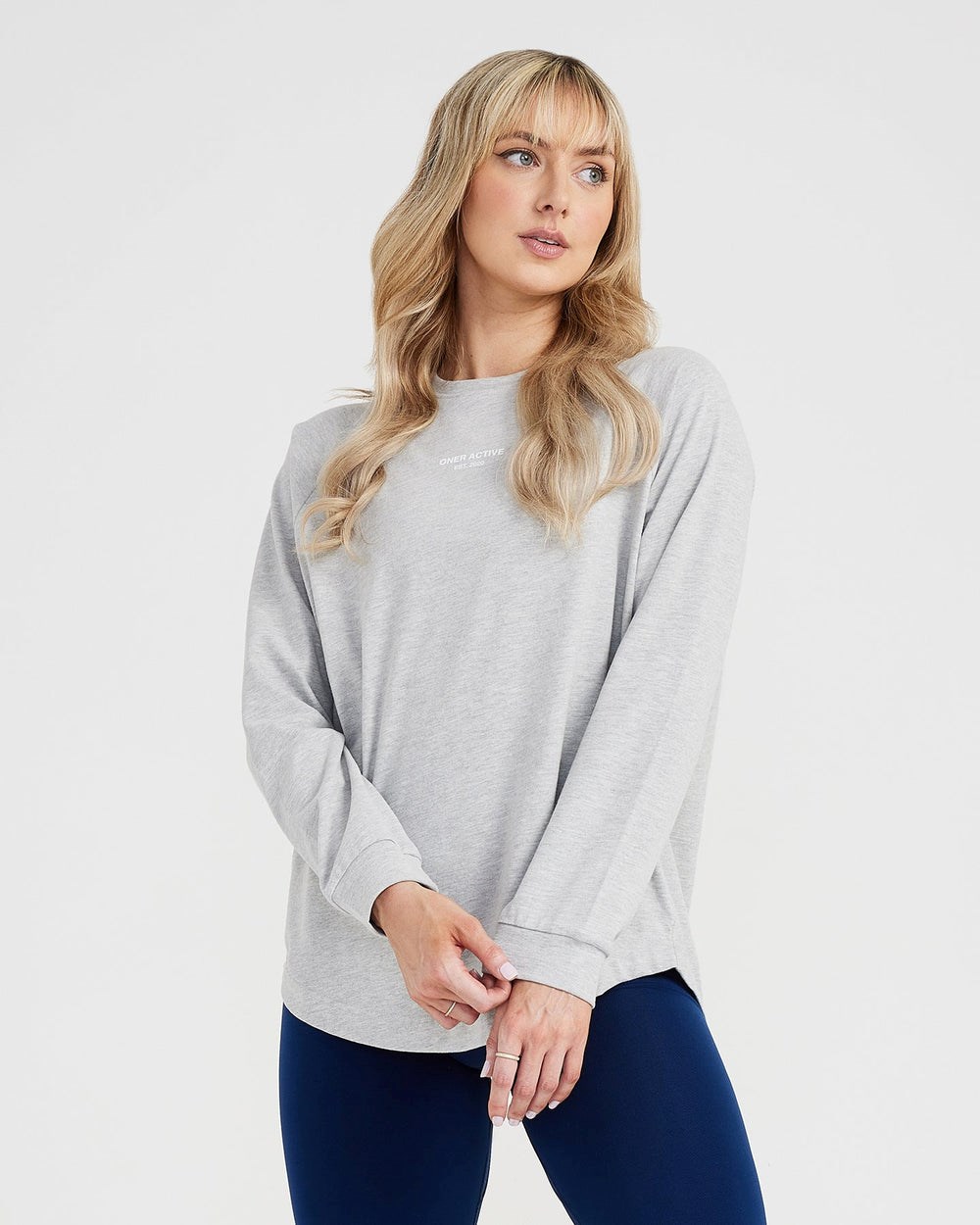 Oner Active Graphic Oversized Long Sleeve Tee Silber | 67FIVYLEB