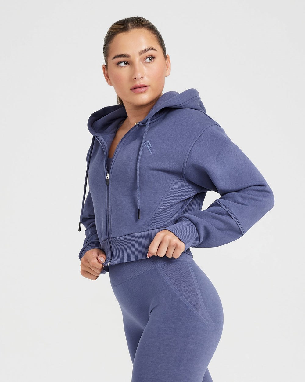 Oner Active Klassische Lounge Cropped Zip Through Hoodie Blau | 05QWODHYP