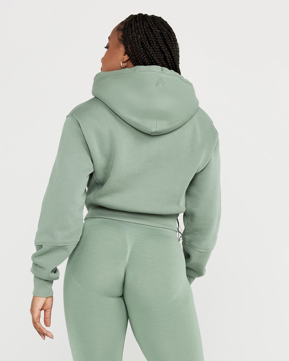 Oner Active Klassische Lounge Cropped Zip Through Hoodie Sage | 07GTXKYUA