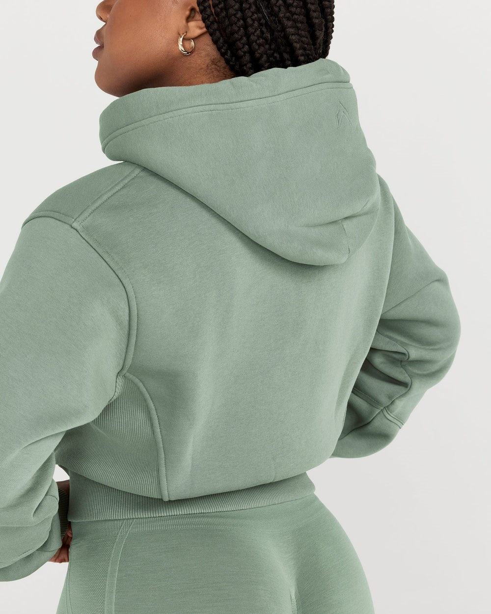 Oner Active Klassische Lounge Cropped Zip Through Hoodie Sage | 07GTXKYUA