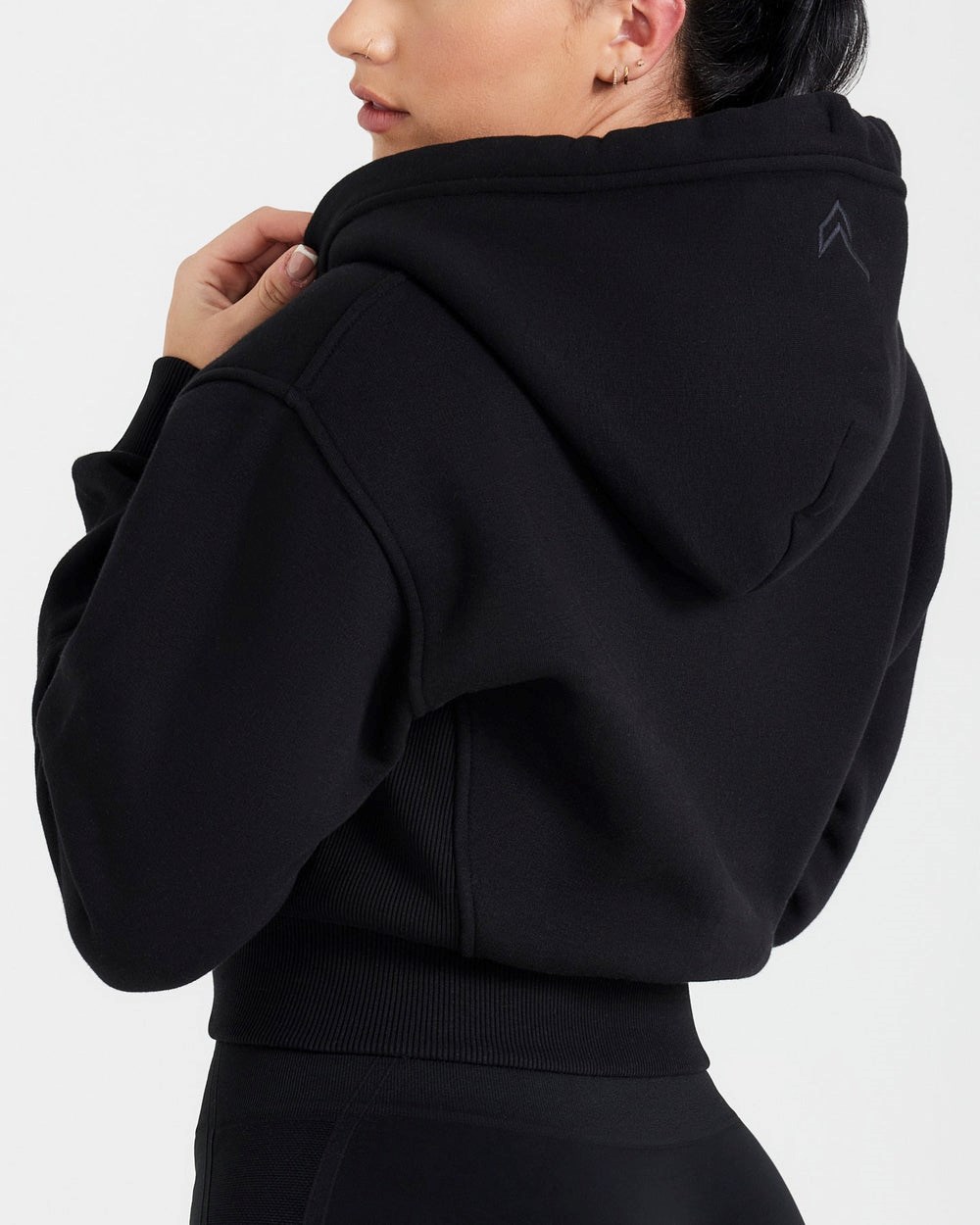 Oner Active Klassische Lounge Cropped Zip Through Hoodie Schwarz | 21IRMJSFP