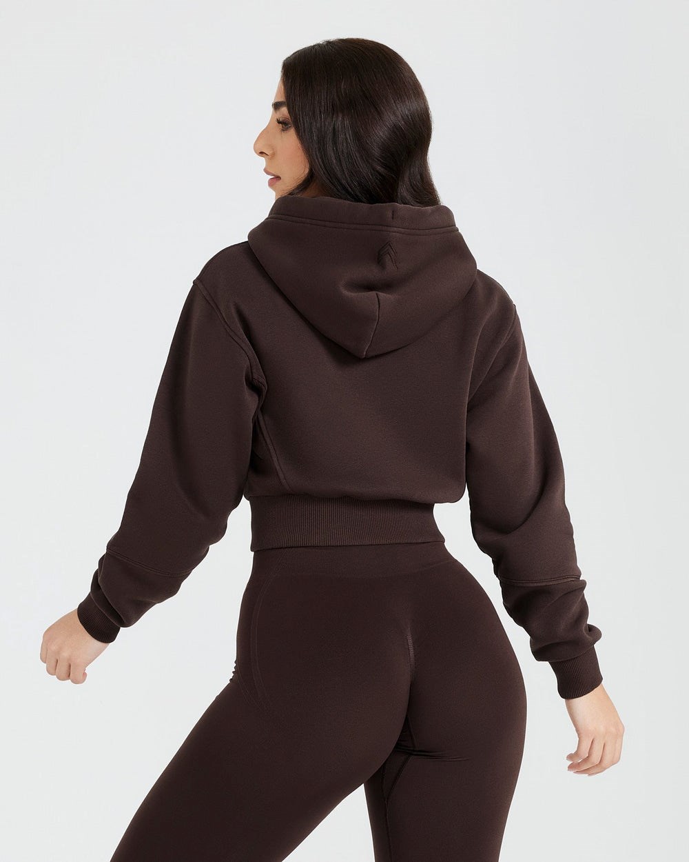 Oner Active Klassische Lounge Cropped Zip Through Hoodie 70% Cocoa | 57KFZNLSW