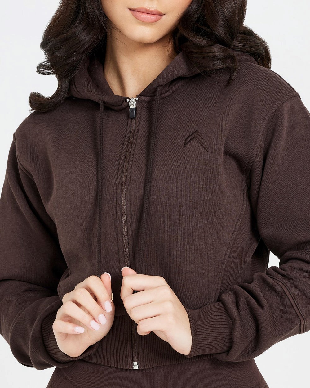 Oner Active Klassische Lounge Cropped Zip Through Hoodie 70% Cocoa | 57KFZNLSW