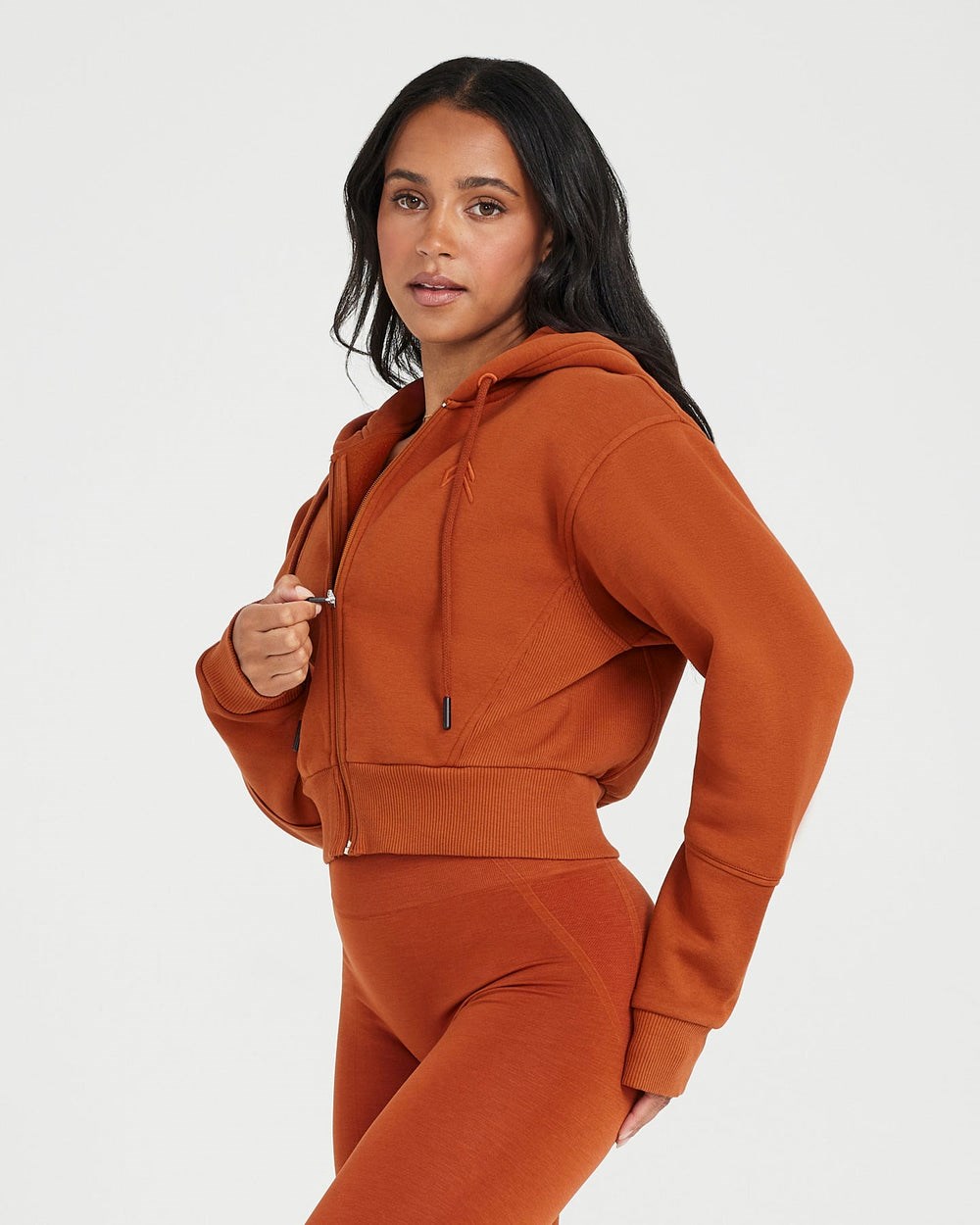 Oner Active Klassische Lounge Cropped Zip Through Hoodie Kupfer | 62SWNCOXL