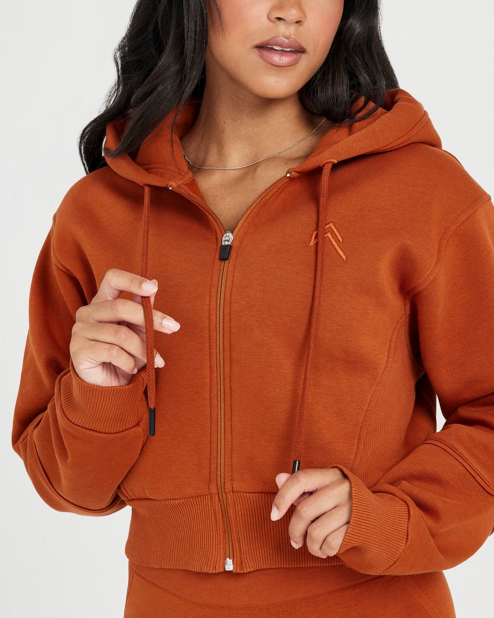 Oner Active Klassische Lounge Cropped Zip Through Hoodie Kupfer | 62SWNCOXL