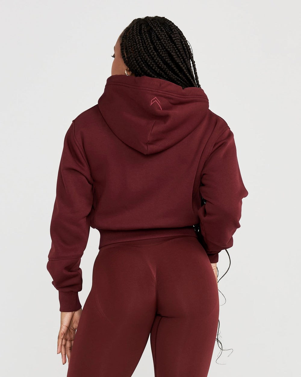 Oner Active Klassische Lounge Cropped Zip Through Hoodie Rosewood | 76RISMPJC