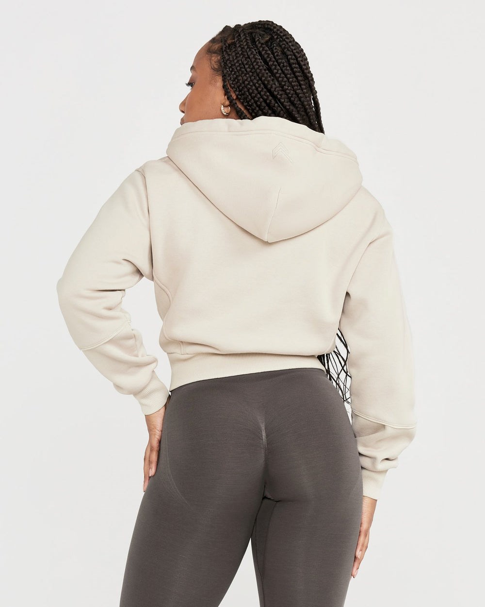 Oner Active Klassische Lounge Cropped Zip Through Hoodie Sand | 85ATYLCZJ