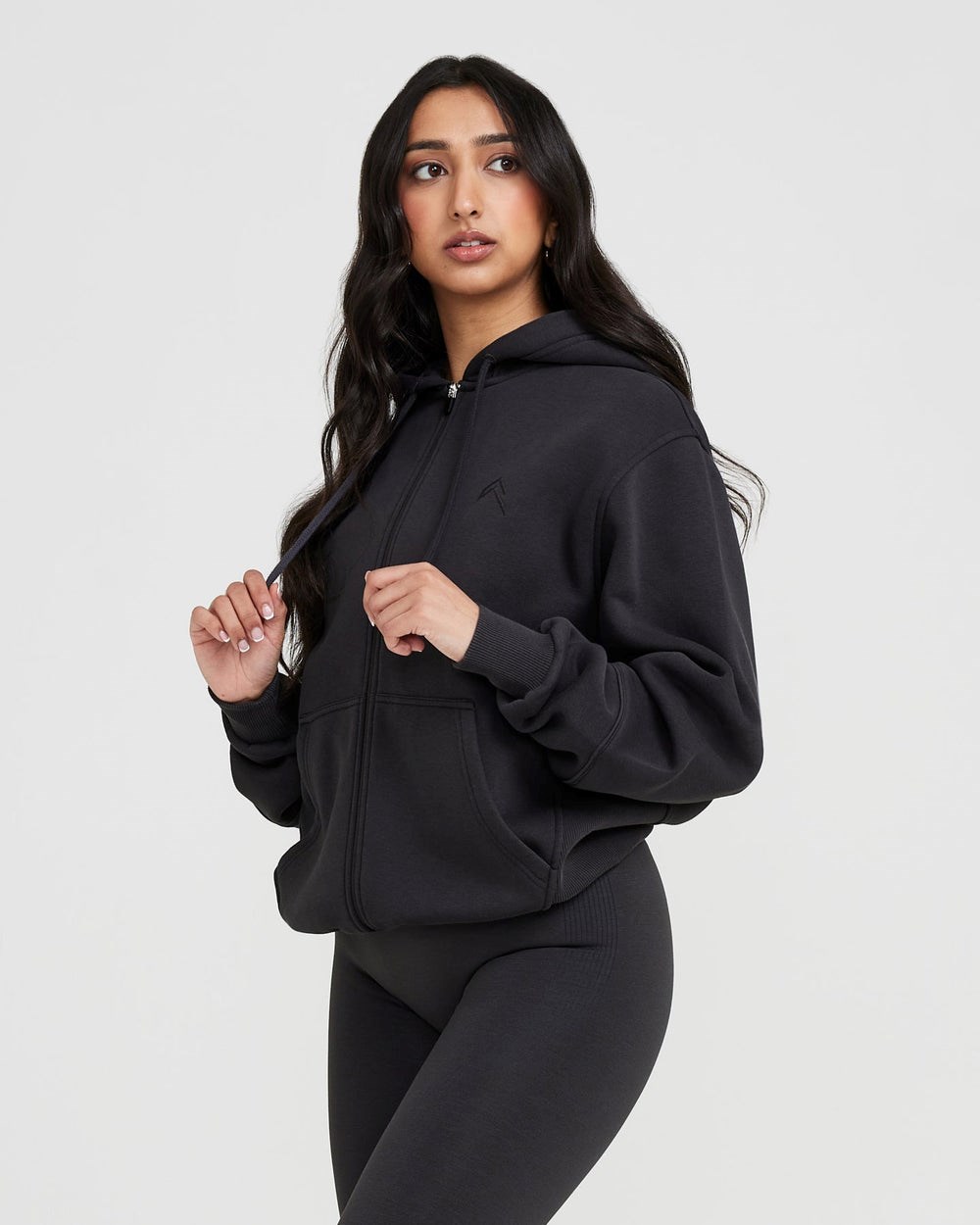 Oner Active Klassische Lounge Oversized Zip Through Hoodie Coal | 08MUELNGH