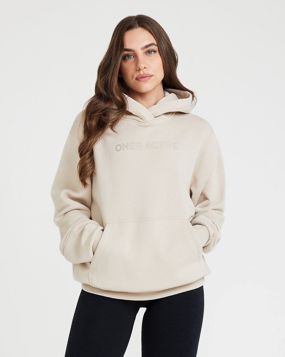 Oner Active Klassische Lounge Oversized Hoodie Sand | 09TBQXGSW