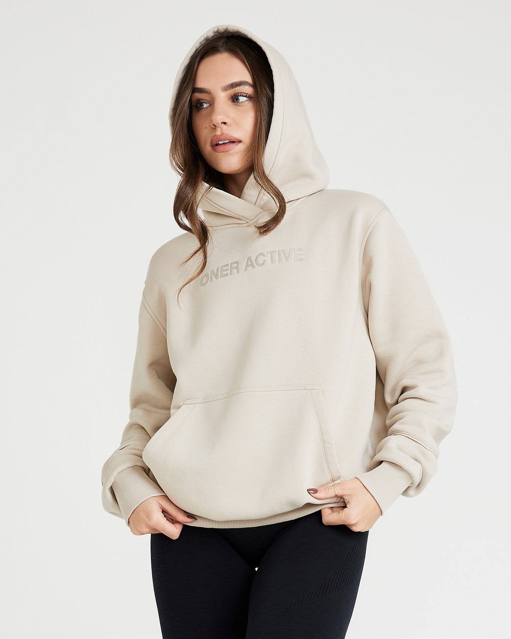 Oner Active Klassische Lounge Oversized Hoodie Sand | 09TBQXGSW