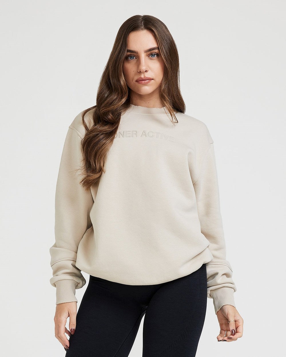 Oner Active Klassische Lounge Oversized Crew Neck Sand | 15XKCESPJ