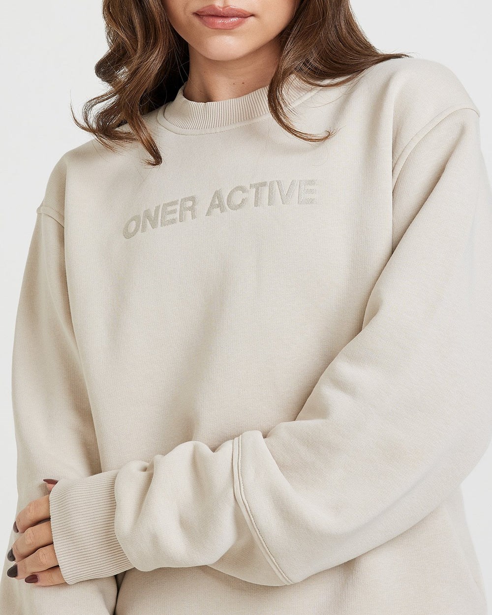 Oner Active Klassische Lounge Oversized Crew Neck Sand | 15XKCESPJ