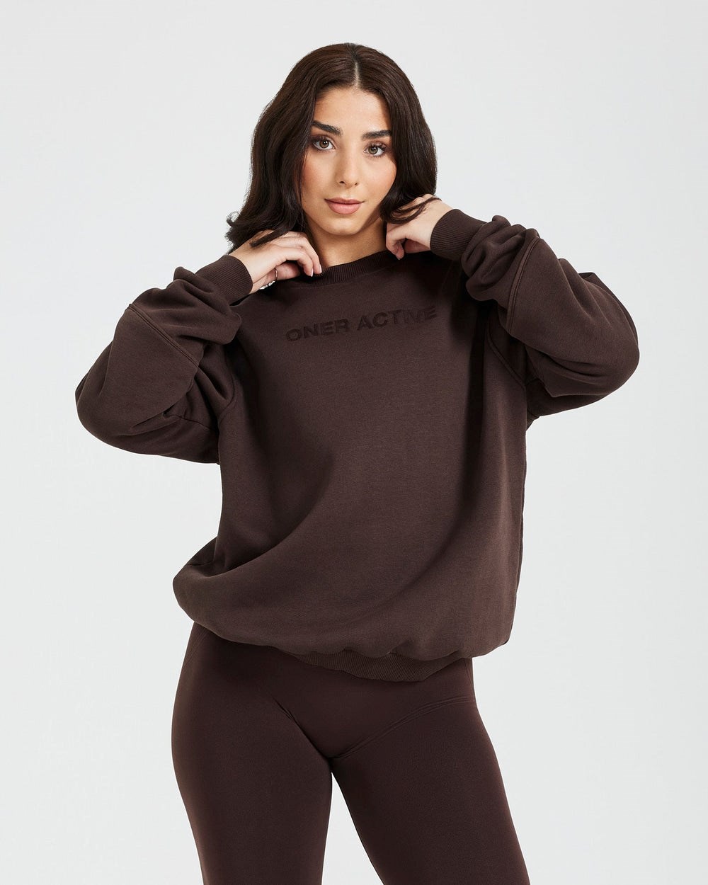 Oner Active Klassische Lounge Oversized Crew Neck 70% Cocoa | 16QXOBTKD