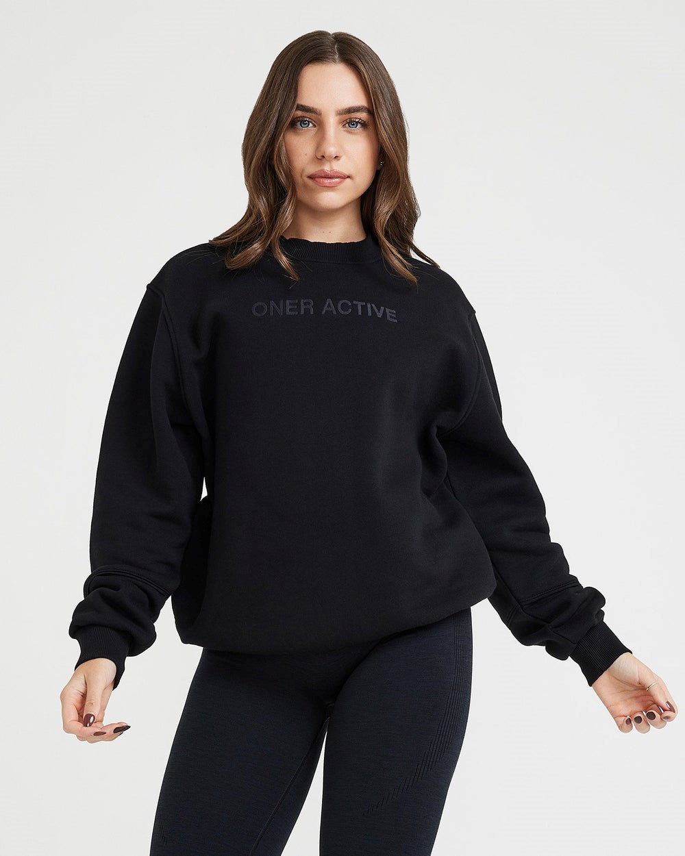 Oner Active Klassische Lounge Oversized Crew Neck Schwarz | 25RHFQOPB