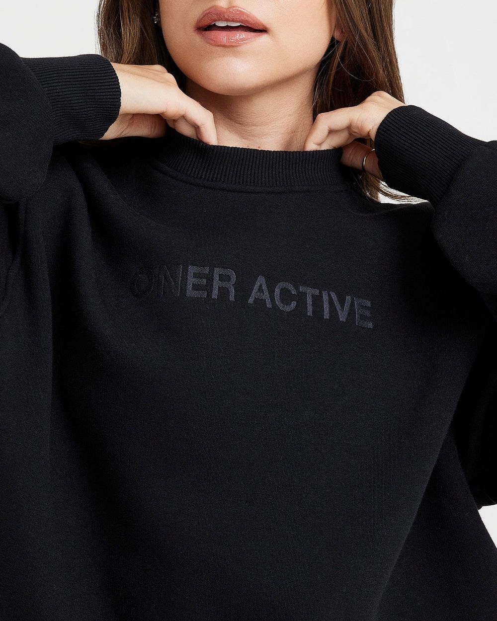 Oner Active Klassische Lounge Oversized Crew Neck Schwarz | 25RHFQOPB