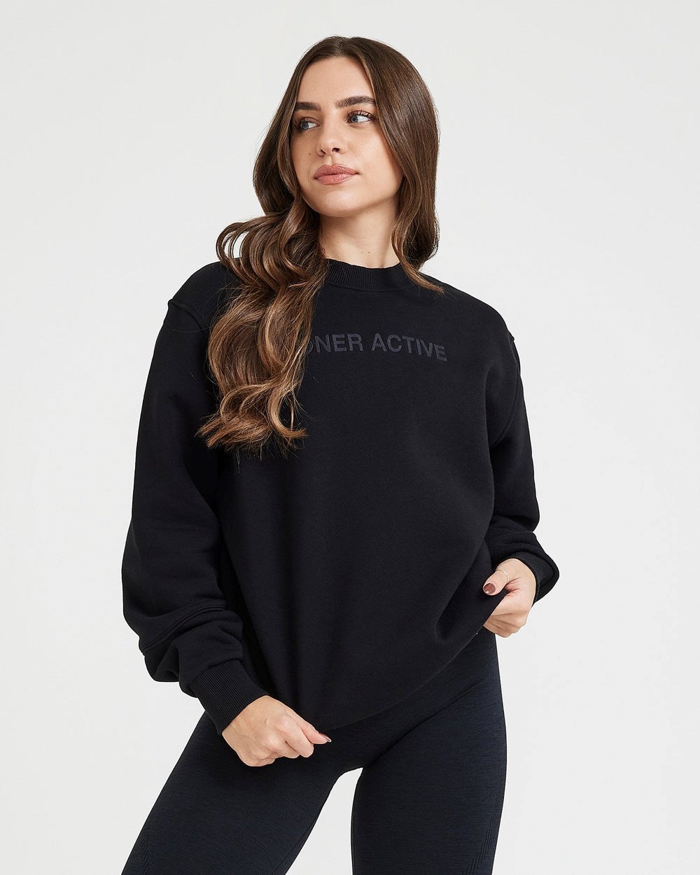 Oner Active Klassische Lounge Oversized Crew Neck Schwarz | 25RHFQOPB