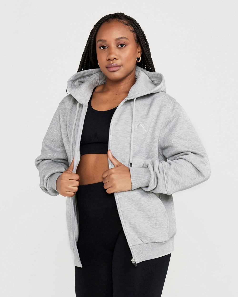 Oner Active Klassische Lounge Oversized Zip Through Hoodie Silber Grau | 35ASWJPLK