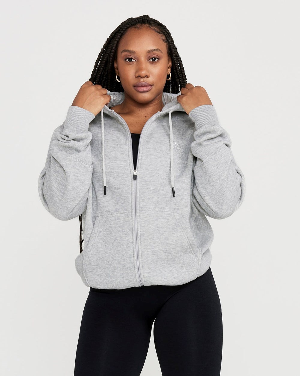 Oner Active Klassische Lounge Oversized Zip Through Hoodie Silber Grau | 35ASWJPLK