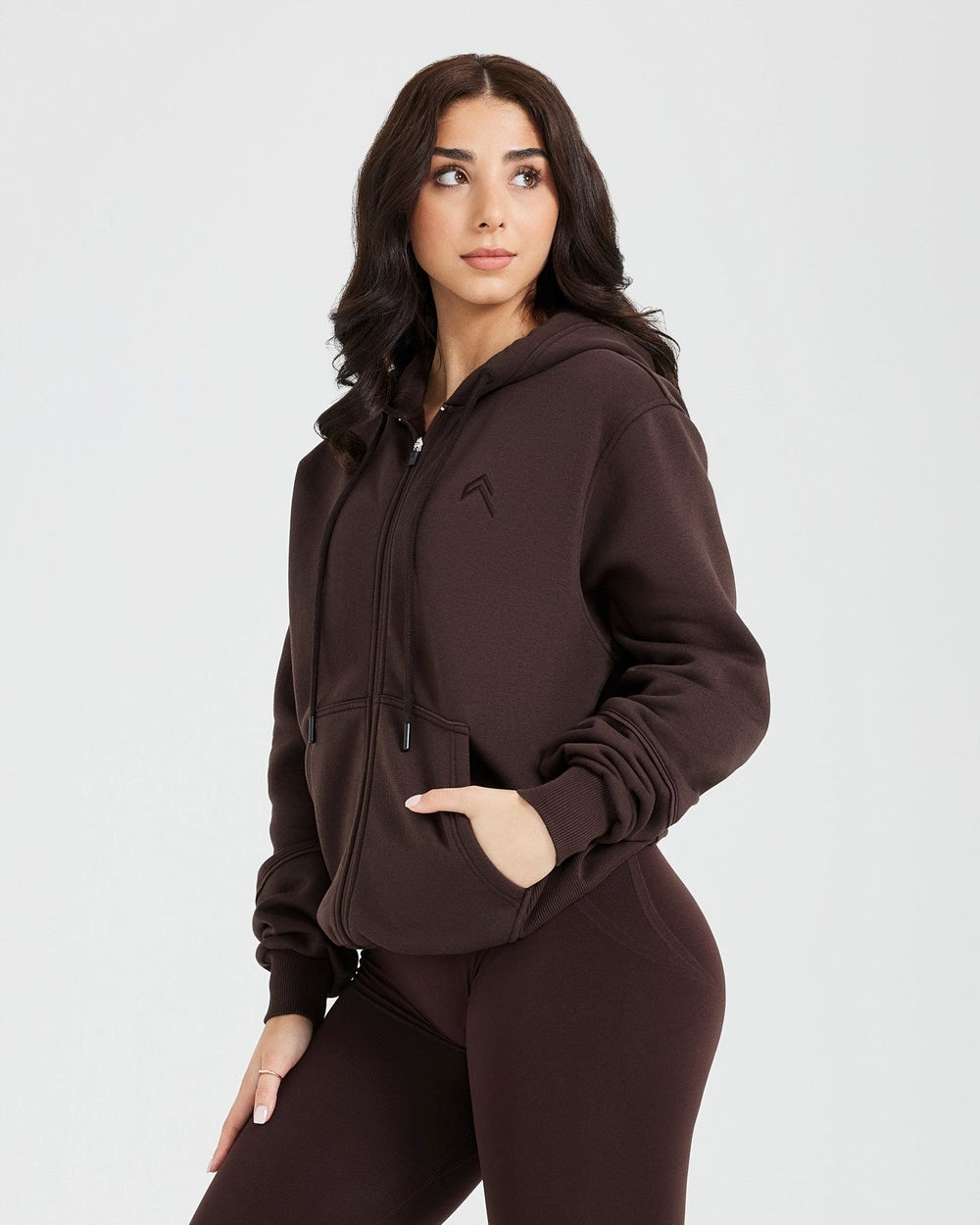 Oner Active Klassische Lounge Oversized Zip Through Hoodie 70% Cocoa | 64EBNCIWR