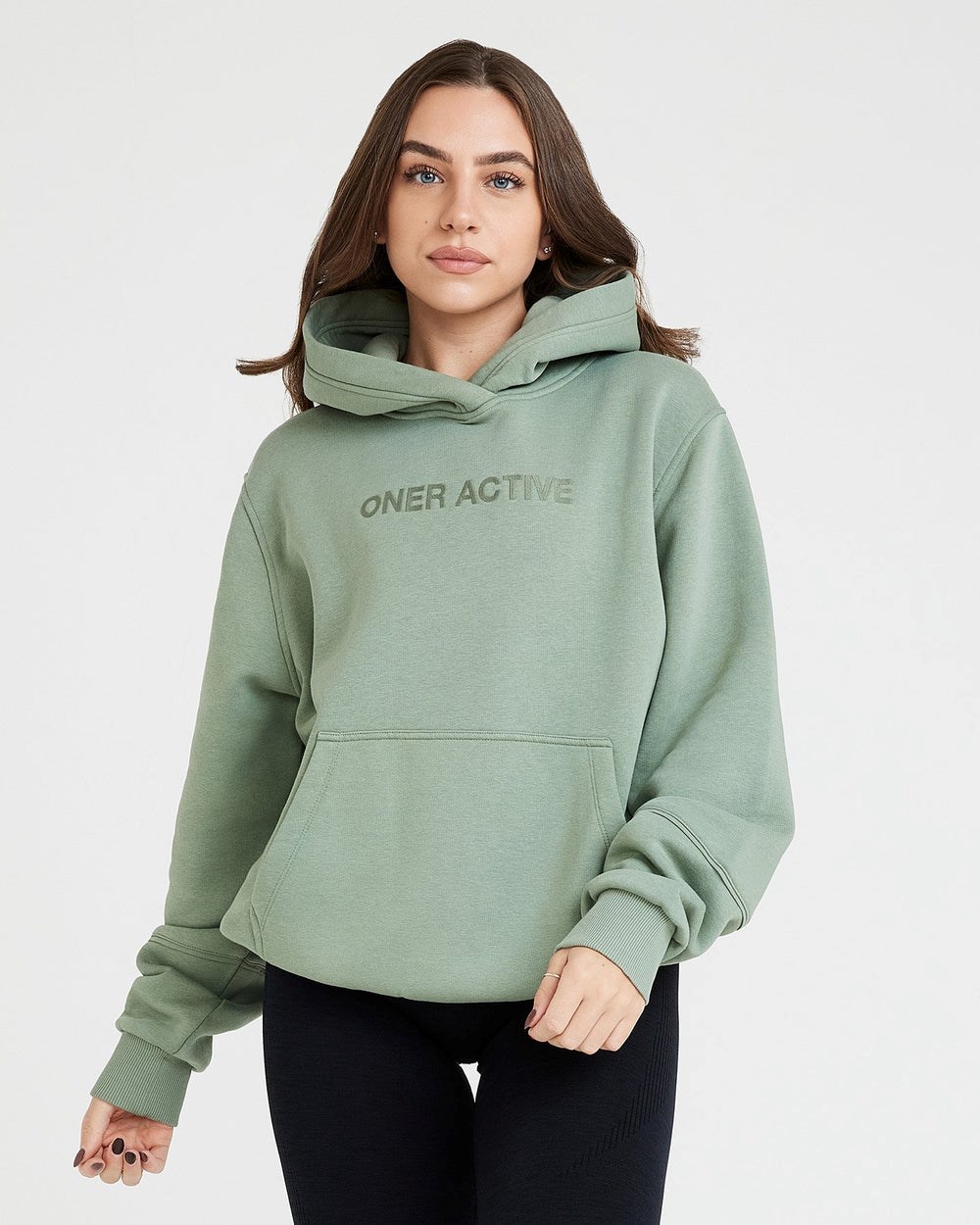 Oner Active Klassische Lounge Oversized Hoodie Sage | 69RZAOSQD